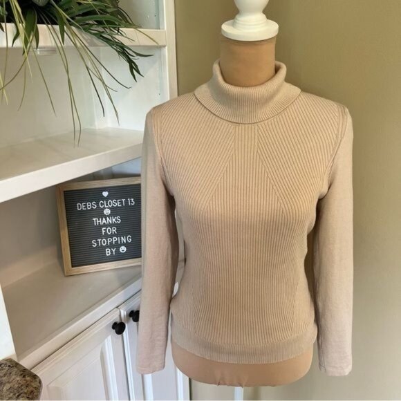 Koradior Women’s Sweater Size Small EU 38 Lined with Soft Fabric Turtleneck Tan - Picture 1 of 14